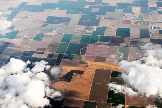 Aerial View Of Farm Field In California