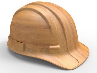 3D render - detailed wooden hardhat