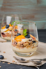 Cream and peach desert