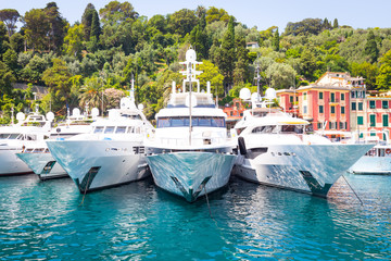Portofino, Italy - Summer 2016 - Three luxury Yacht
