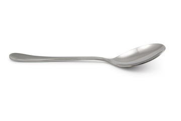 Stainless steel glossy metal kitchen spoon isolated