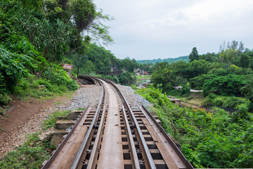 Fototapeta premium The Death Railway bridge at Krasae Cave