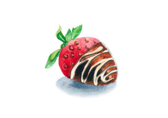Strawberry Chocolate Coating watercolor