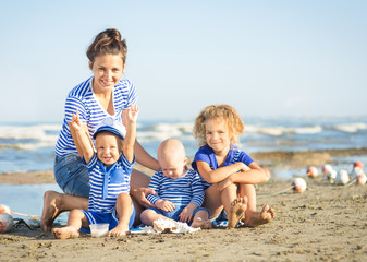 Woman with three children