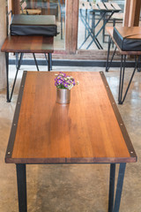 Empty cafe tables and chairs