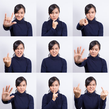 Collage of woman different emotion