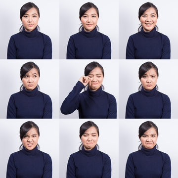 Collage Of Woman Different Emotion