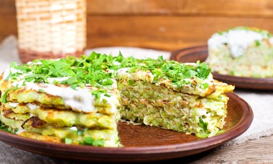 vegetable cake with zucchini.selective focus