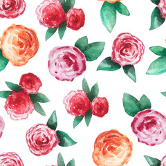 Seamless pattern with red roses