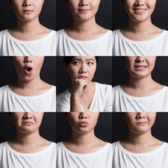 Collage of woman different emotion