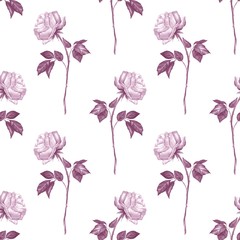 Rose. Watercolor seamless floral pattern 4