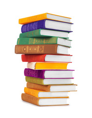stack of Old books isolated on white
