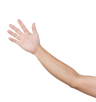 Man hand isolated on white background, clipping path