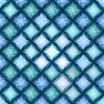 Vector seamless pattern. Background openwork blue glass.