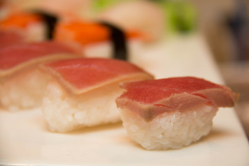 Fototapeta na wymiar japanese sushi on a white plate