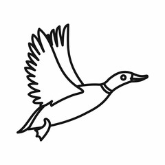 Wild duck icon in outline style on a white background