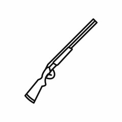 Hunting shotgun icon in outline style on a white background