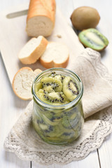 Preserved kiwi in glass jar