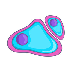 Cell nucleus icon in cartoon style on a white background