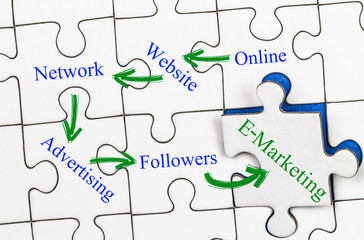 E-Marketing Concept on Puzzle