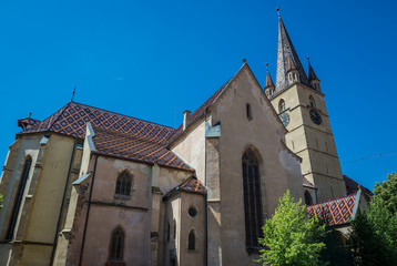 Fototapeta na wymiar Saint Mary Lutheran Cathedral in Sibiu city in Romania