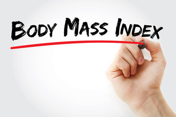 Hand writing Body Mass Index with marker, concept background