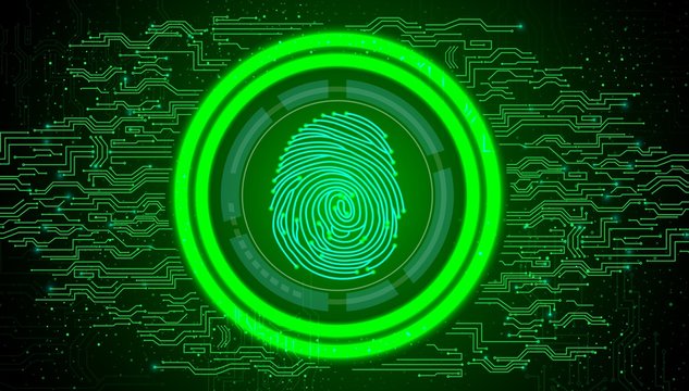 Fingerprint With Concept Green Abstract Technology Background 