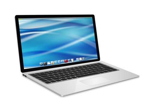 Modern laptop on white background 3D rendering