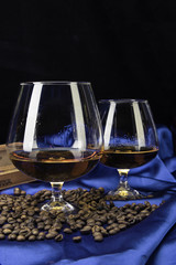 Brandy glass with coffee