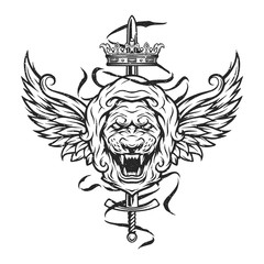 Vintage symbol of a lion head.