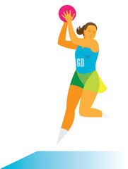 young woman student plays netball