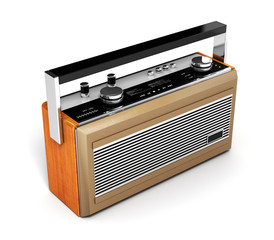 Retro radio isolated on white background 3d