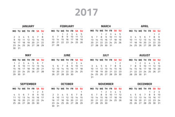 Calendar for 2017 year
