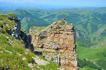 Fototapeta na wymiar Landscape with a view of the Caucasian ridge