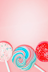 Pink Background With Colored Candy - 119204321