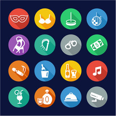 Fototapeta premium Strip Club Icons Flat Design Circle