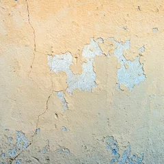 Selbstklebende Fototapete Alte schmutzige strukturierte Wand Gelb verwitterter Putz