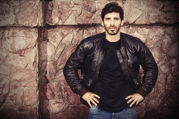 Obraz premium man in leather jacket