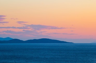 Sunset over Hvar island in Adriatic sea