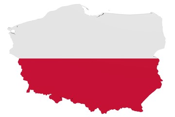 3D map of Poland in the colors of the national flag