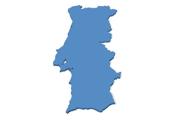 3D map of Portugal on a plain background