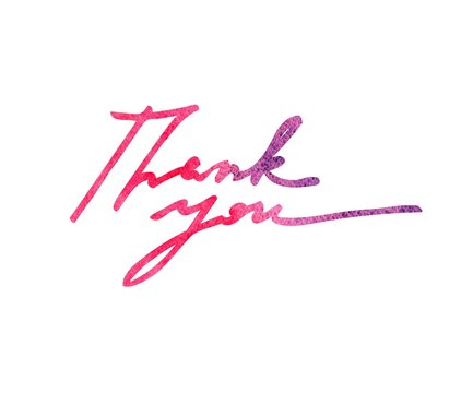 "Thank you!" original handwritten calligraphy in watercolor for your design, logo, website or advertisement