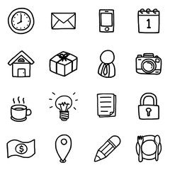 business objects or icons set/ cartoon vector and illustration, hand drawn style, isolated on white background.