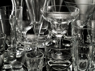 Various Empty Cocktail Glasses