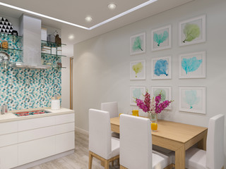 3d rendering design interior of modern kitchen