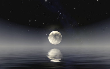 Naklejka na ściany i meble Moon over the sea