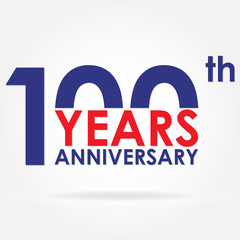 100 years anniversary sign or emblem. Template for celebration and congratulation design. Colorful vector 100th anniversary label.
