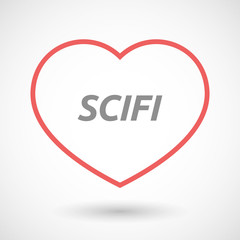 Isolated  line art heart icon with    the text SCIFI