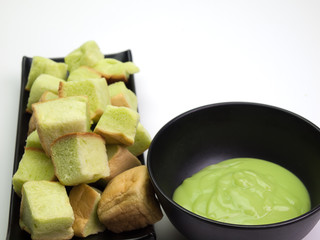  close up  bread with custard