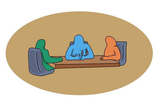 Three men in a business meeting, Vector Illustration